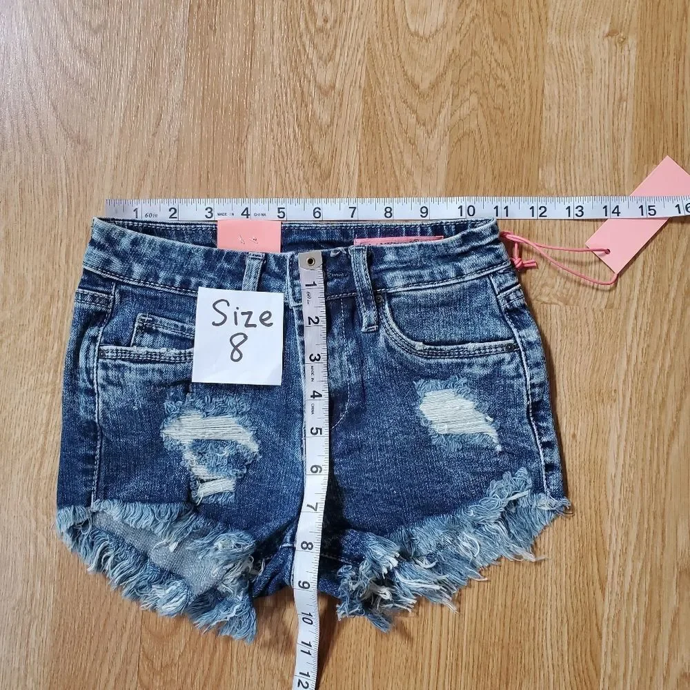 Blank NYC Girls Blue Distressed Denim Shorts